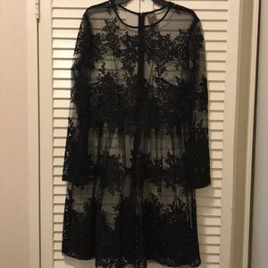 Black lace overdress long sleeves.